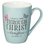 Keramisk krus m/hank : Through Christ